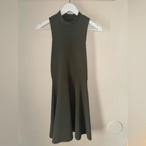 Decree Junior’s Skater Dress | Faux Wrap Back | Olive Green |Size S